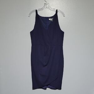 Manydress Womens Navy Blue Sleeveless Bodycon Mini Wrap Style Dress Sz LV-Neck